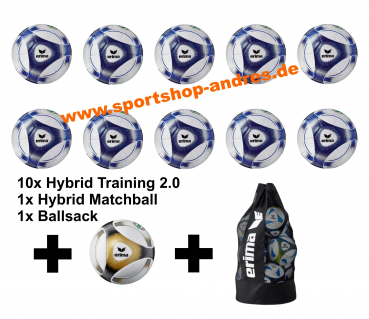 Erima 11er Ballpaket Hybrid Training 2.0 + Hybrid Match+Ballsack